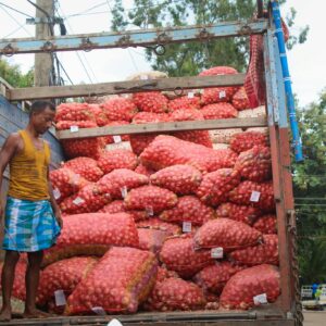 Bags of Apples on a Truck